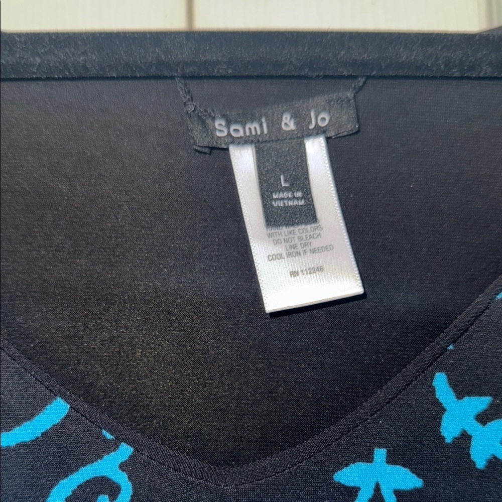 Sami & Jo reversible Black and teal  Floral Long Sleeve Dress - Picture 5 of 11